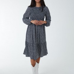 Floral Long Sleeve Tiered Dress