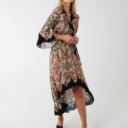 Paisley Wrap Kimono Style Hi Lo Dress