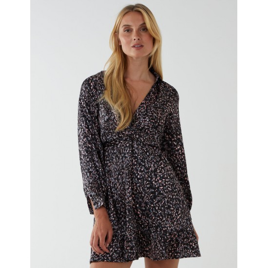 Wrap Bust Mini Shirt Dress