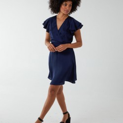 Double Angel Sleeve Wrap Dress