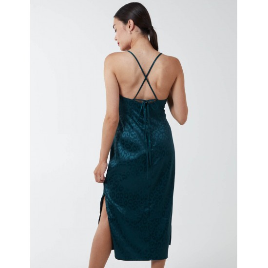 Jacquared Satin Slip Dress