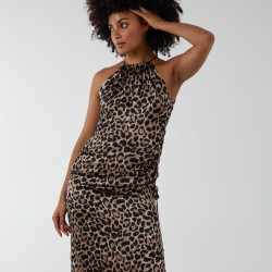 Animal Print Halter Neck Dress