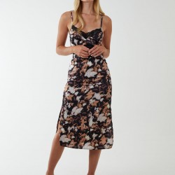 Printed Satin Slip Dress