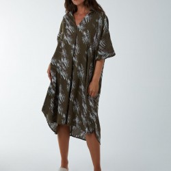 Printed Collar Tunic Dress