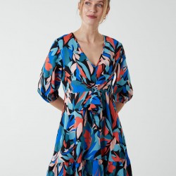 Tie Front 3/4 Sleeve Dress