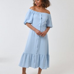 Bardot Button Through Midi Dress