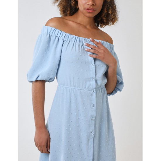 Bardot Button Through Midi Dress