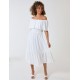 Ruffle Bardot Midi Dress