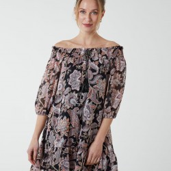 Sheared Neck Bardot Dress