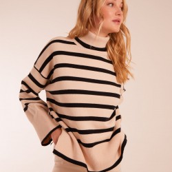 Wide Stripe Roll Neck Jumper