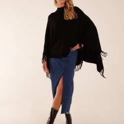 Tassel High Neck Poncho