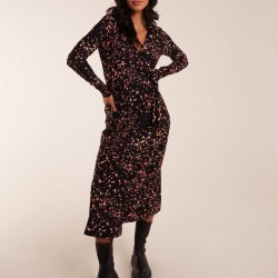 Tie Side Long Sleeve Wrap Dress