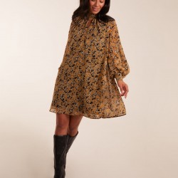 Keyhole Long Sleeve Swing Dress