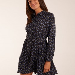 Ruched Shoulder Mini Shirt Dress