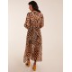 V Neck Animal Print Maxi Dress