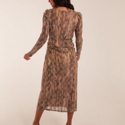 Snake Print Plisse Twist Front Dress