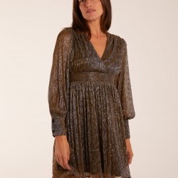 Metallic Wrap Mini Dress