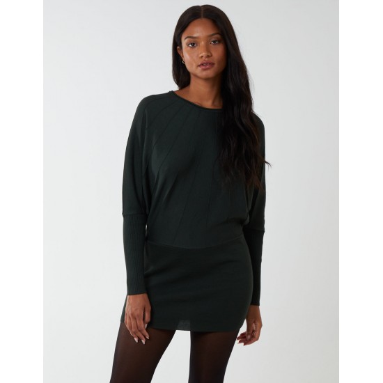 Batwing Ribbed Hem Tunic