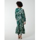 Abstract Floral Belted Maxi Dress