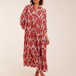 Damask Button Down Maxi Dress