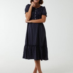 Polkadot Tie Waist Midi Dress