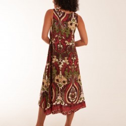 Paisley Sleeveless V Neck Dress