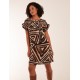 Aztec Printed Frill Sleeve Dress