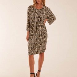 Geometric Print Mono Pocket Midi Dress