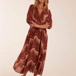 Chiffon Swirl Print Wrap Front Maxi Dress