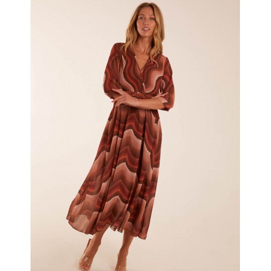 Chiffon Swirl Print Wrap Front Maxi Dress