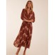 Chiffon Swirl Print Wrap Front Maxi Dress