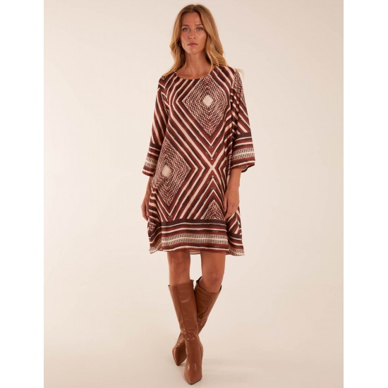 Aztec Border Straight Line Midi Dress