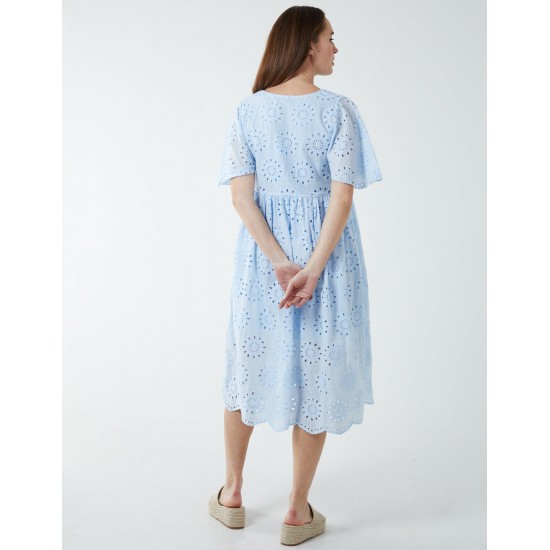 Broderie Angel Sleeve Midi Dress