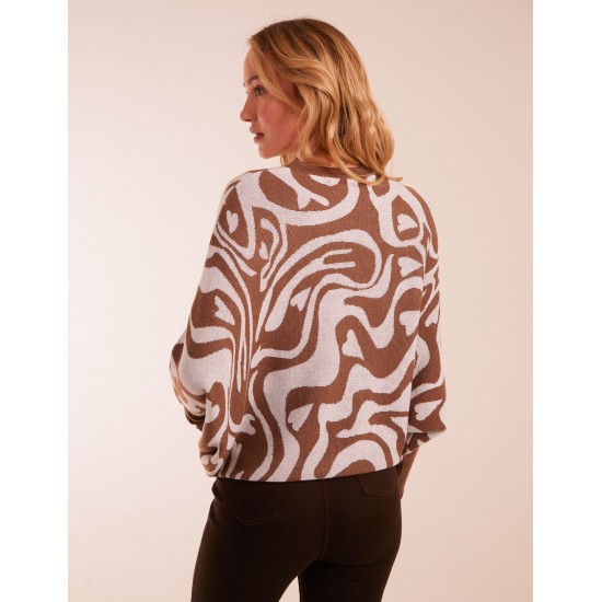 Geometric Swirl Batwing Jumper