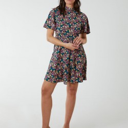 Floral Print Angel Sleeve Dress