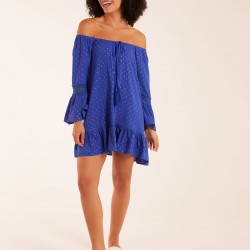 Bardot Tunic Dress With Frill Hem