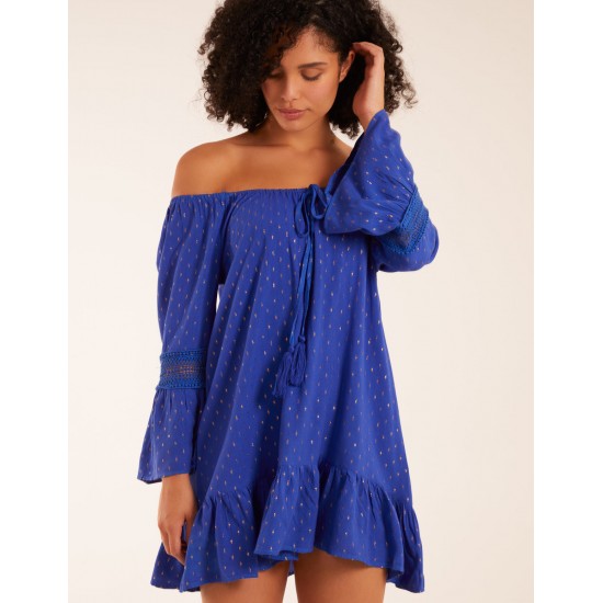 Bardot Tunic Dress With Frill Hem