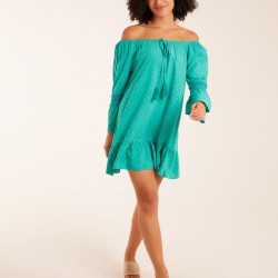 Bardot Tunic Dress With Frill Hem