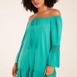 Bardot Tunic Dress With Frill Hem