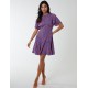 Godet Insert Mini Dress With Tie