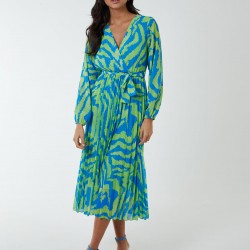 Swirl Pleated Print Dress