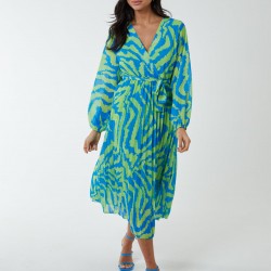 Swirl Pleated Print Dress