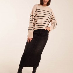 Thin Stripe Crew Neck Chunky Jumper