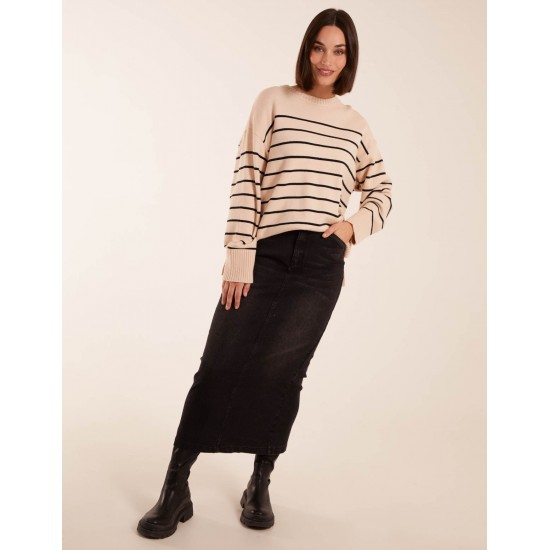 Thin Stripe Crew Neck Chunky Jumper