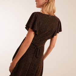 Lurex Flutter Sleeve Mini Dress